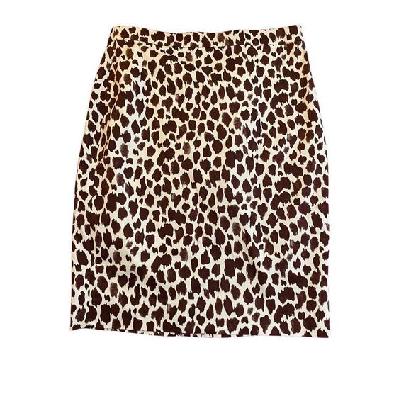 J .Crew Woman’s Animal Print Brown & Cream Pencil Skirt Size 6 - Picture 2 of 3